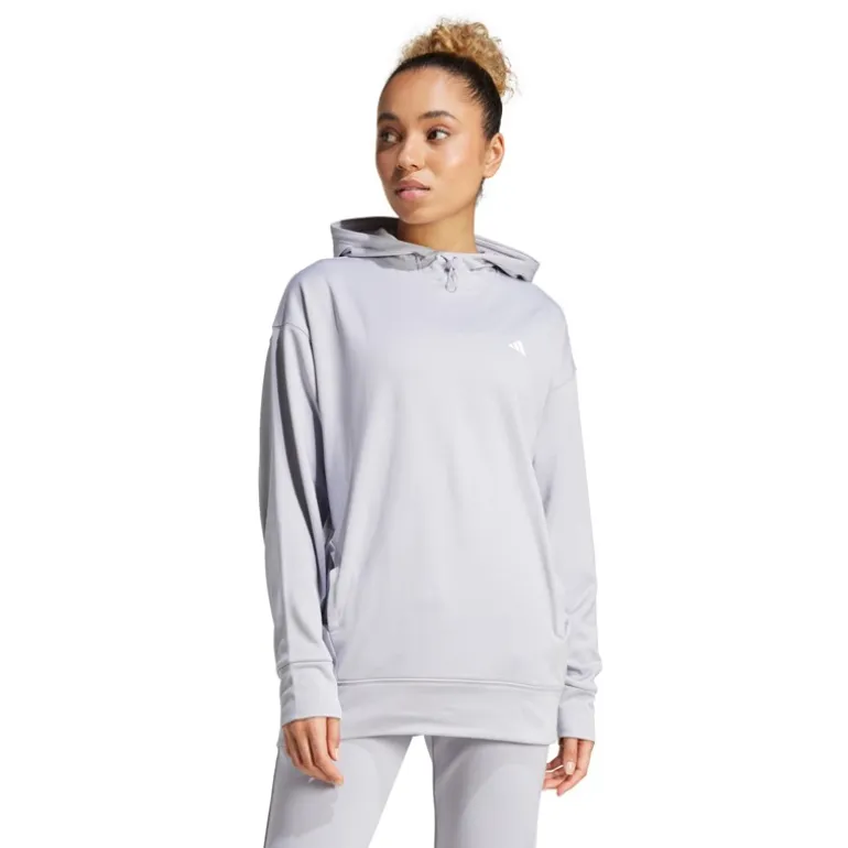 adidas Damen AEROREADY Game And Go Hoodie Glory Grey/Weiß