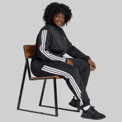 adidas Damen Übergrößen Trikot 3 Streifen Trainingshose Schwarz/Weiß