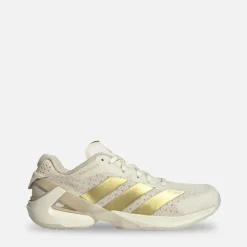 adidas Damen Courterblast Adizero Hallen Sportschuhe Off White/Gold Metallic/Crystal Sand