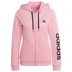adidas Damen Essentials Logo French Terry Trainingsanzug Light Pink/Schwarz