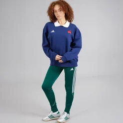 adidas Damen FFC Frankreich Rugby Langarm Sweatshirt Dark Blue/Weiß