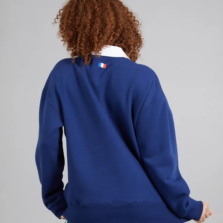 adidas Damen FFC Frankreich Rugby Langarm Sweatshirt Dark Blue/Weiß