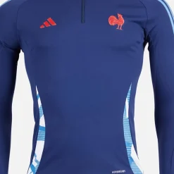 adidas Damen FFR Frankreich Rugby Trainings Oberteil Dark Blue