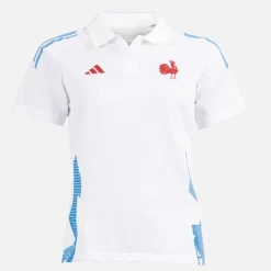 adidas Damen FFR Frankreich Rugby Training Polo Weiß