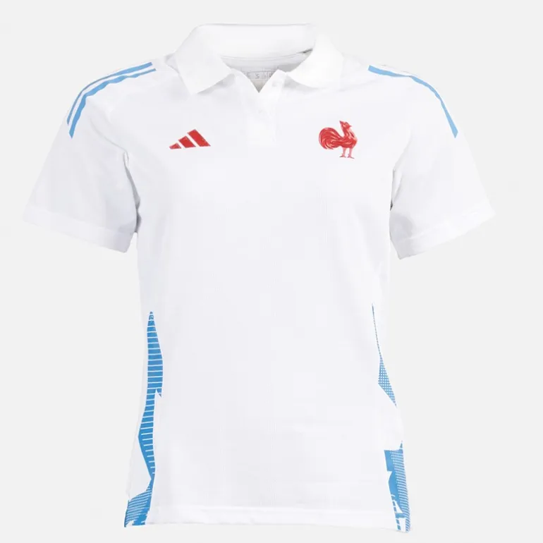 adidas Damen FFR Frankreich Rugby Training Polo Weiß