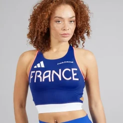 adidas Damen FFR Team Frankreich Lauf Top Semi Lucid Blue