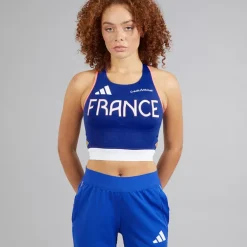 adidas Damen FFR Team Frankreich Lauf Top Semi Lucid Blue