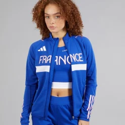 adidas Damen FFR Team Frankreich Trainingsjacke Semi Lucid Blue