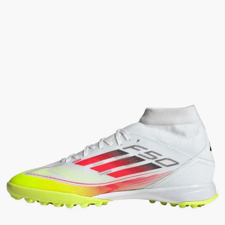 adidas Damen F50 Liga Mid Reine Sieg Pack TF Kunstrasen Fußballschuhe Cloud White/Lucid Red/Solar Yellow