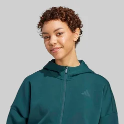 adidas Damen Future Icons Kleines Logo Durchgehender Reißverschluss Kapuzenpullover Aurora Ivy