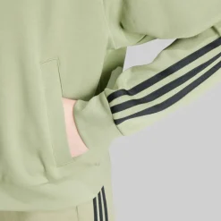 adidas Damen Future Icons 3 Streifen Full Zip Hoodie Tent Green