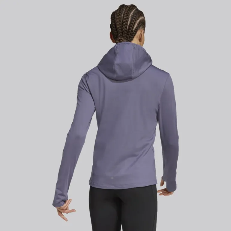 adidas Damen Own The Run Wintertauglicher Lauf Kapuzenhalbreißverschluss Preloved Violet
