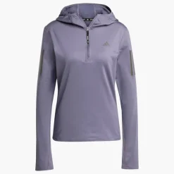 adidas Damen Own The Run Wintertauglicher Lauf Kapuzenhalbreißverschluss Preloved Violet