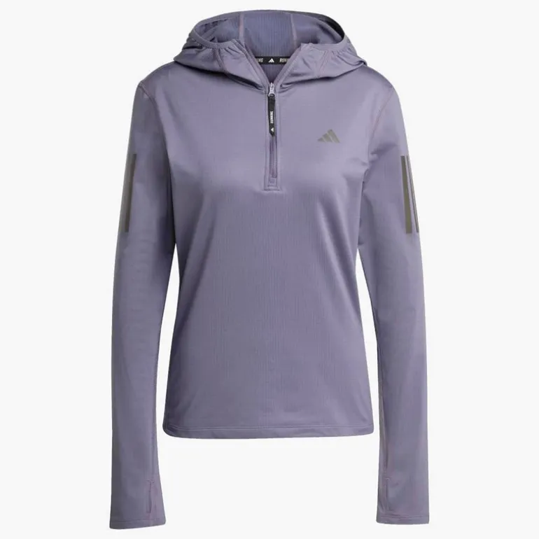 adidas Damen Own The Run Wintertauglicher Lauf Kapuzenhalbreißverschluss Preloved Violet