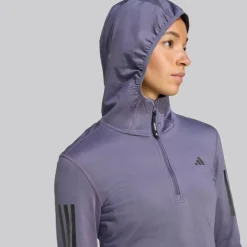 adidas Damen Own The Run Wintertauglicher Lauf Kapuzenhalbreißverschluss Preloved Violet