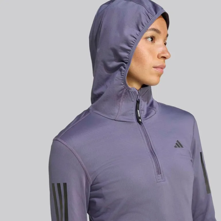 adidas Damen Own The Run Wintertauglicher Lauf Kapuzenhalbreißverschluss Preloved Violet