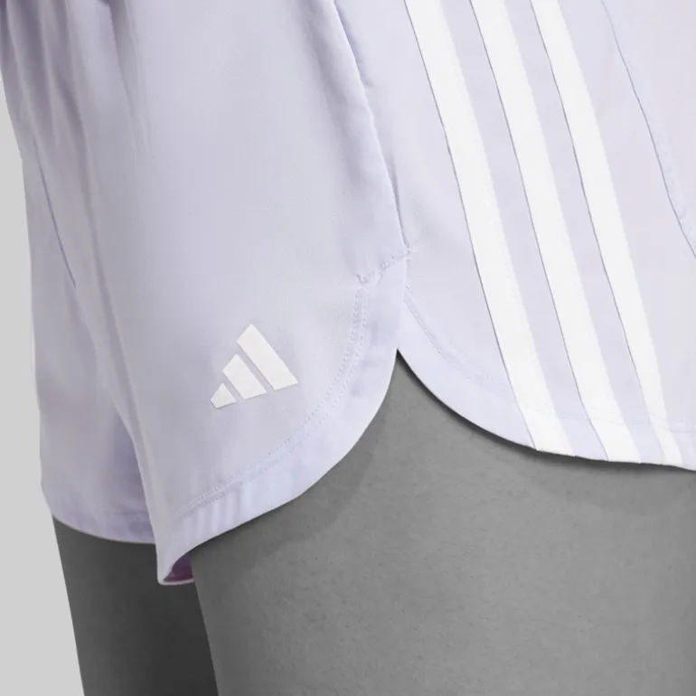 adidas Damen Pacer Training 3 Streifen Gewebte High Rise Shorts Violet Tone/Weiss