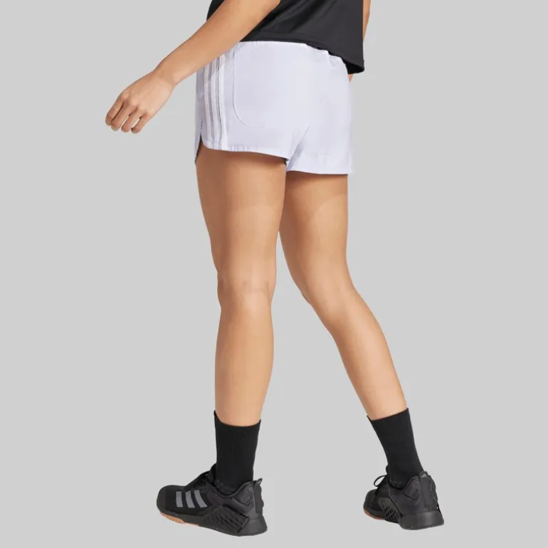 adidas Damen Pacer Training 3 Streifen Gewebte High Rise Shorts Violet Tone/Weiss