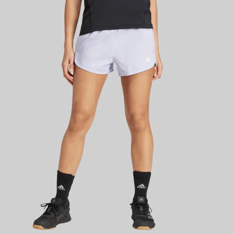 adidas Damen Pacer Training 3 Streifen Gewebte High Rise Shorts Violet Tone/Weiss