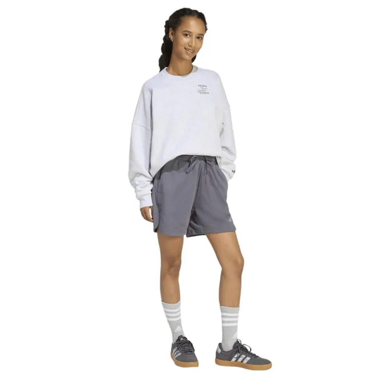 adidas Damen 3 Streifen Studio Locker geschnittene Fleece Shorts Aurora Onix