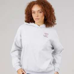 adidas Damen 3 Streifen Studio Hoodie Light Grey Heather