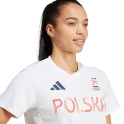 adidas Damen Team Polen Olympisches Trainings T Shirt Weiß