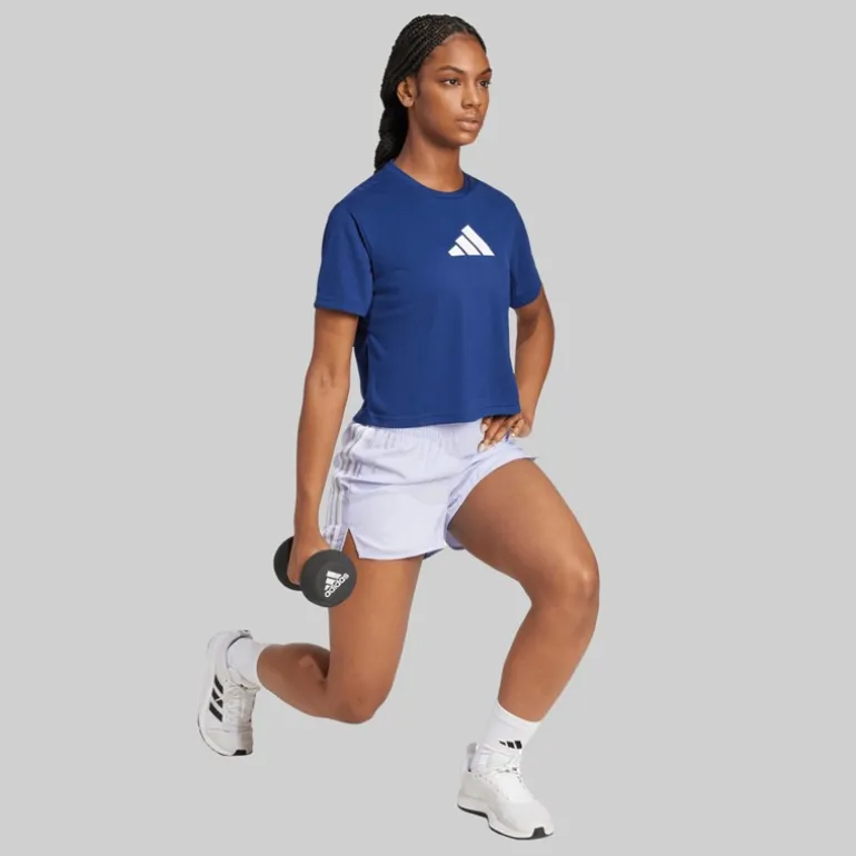 adidas Damen Workout Großes Logo T Shirt Dark Blue