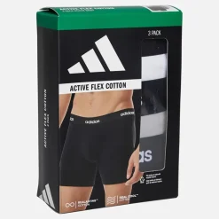 adidas Herren Baumwolle Stretch Drei Pack Boxer Slips Schwarz/Weiß/Grau