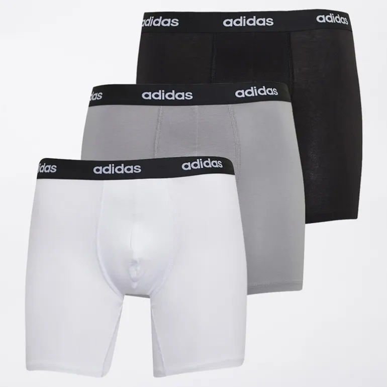 adidas Herren Baumwolle Stretch Drei Pack Boxer Slips Schwarz/Weiß/Grau