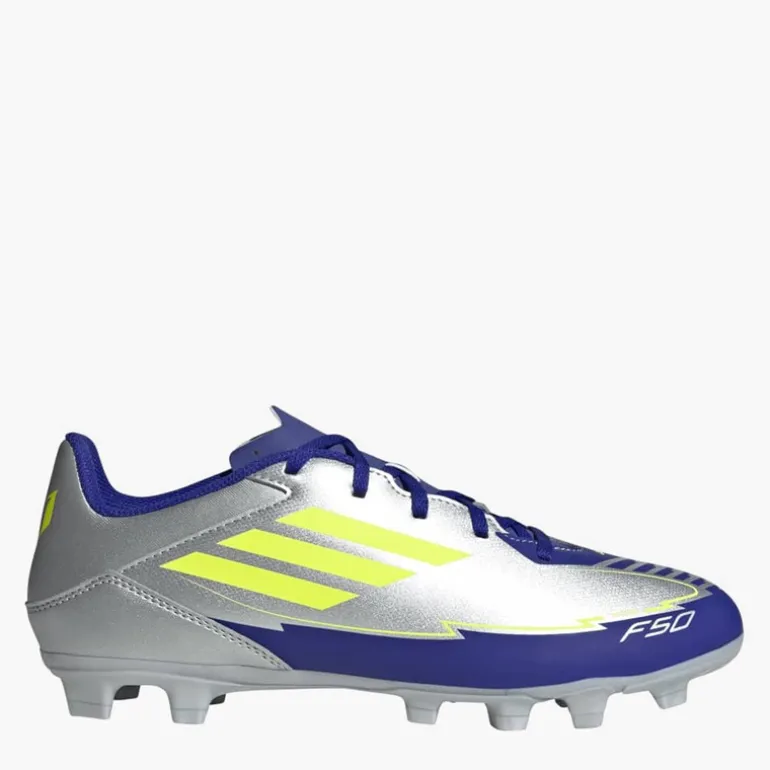 adidas Herren F50 Club Messi La Vida Rapida Pack FG/MG feste/multilochige Fußballschuhe Silver Metallic/Solar Yellow/Lucid Blue