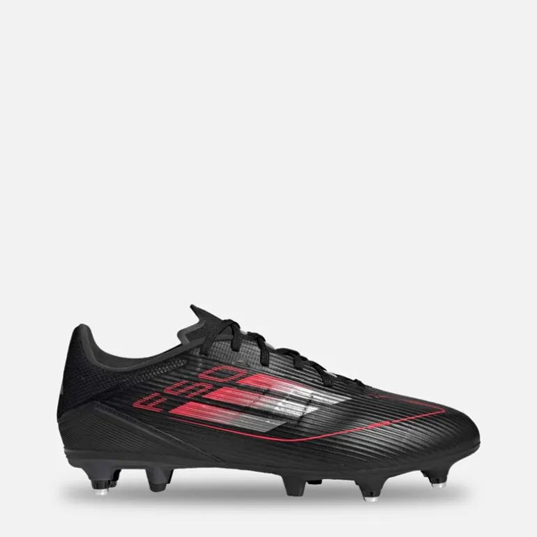 adidas Herren F50 League Stealth Victory Pack SG Weicher Boden Fußballschuhe Schwarz/Iron Metallic/Lucid Red