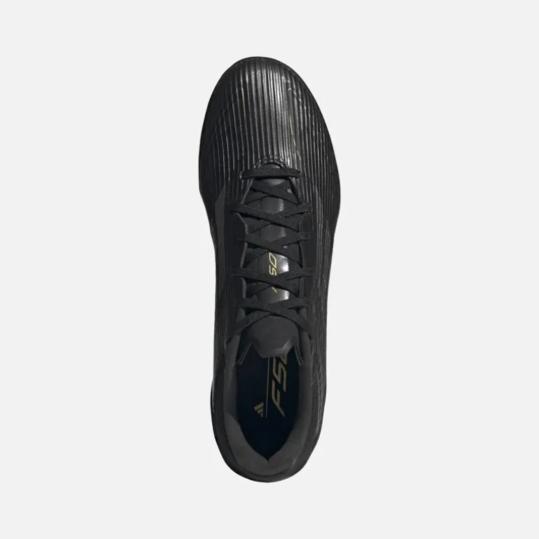 adidas Herren F50 Liga Dark Spark Pack TF Kunstrasen Fußballschuhe Core Black/Iron Metallic/Gold Metallic