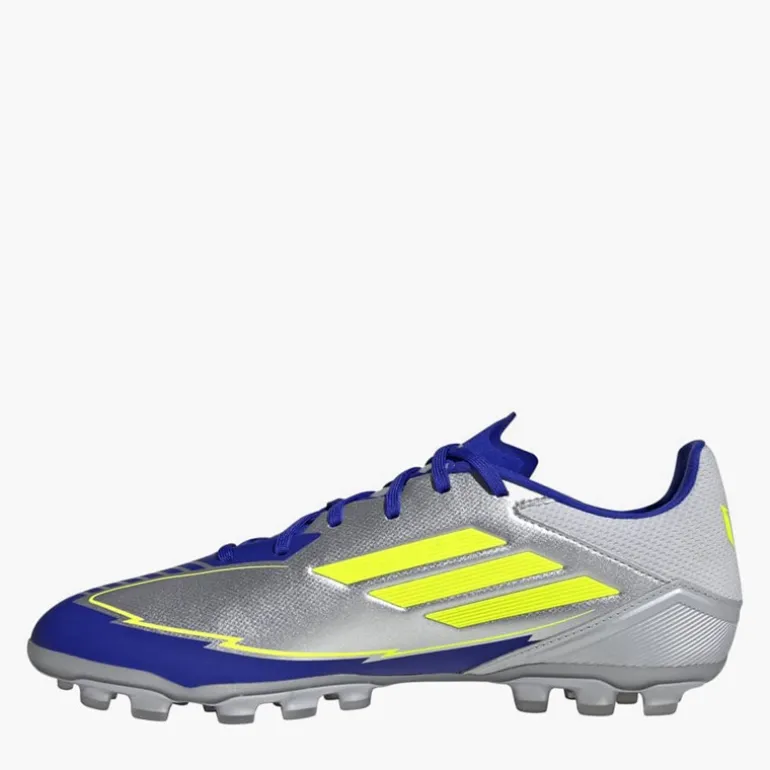 adidas Herren F50 Liga Messi La Vida Rapida AG Kunstrasen Fußballschuhe Silver Metallic/Solar Yellow/Lucid Blue