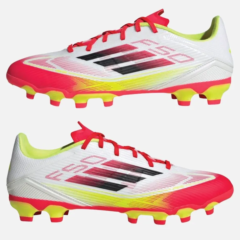 adidas Herren F50 Liga MG Multi Boden Fußballschuhe Cloud White/Core Black/Solar Yellow