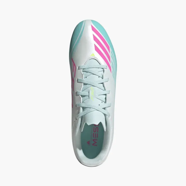 adidas Herren F50 Messi Club Aurora Radiante Pack FG Kunstrasen Fußballschuhe Cloud White/Lucid Pink/Flash Aqua