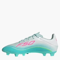 adidas Herren F50 Messi Club Aurora Radiante Pack FG Kunstrasen Fußballschuhe Cloud White/Lucid Pink/Flash Aqua
