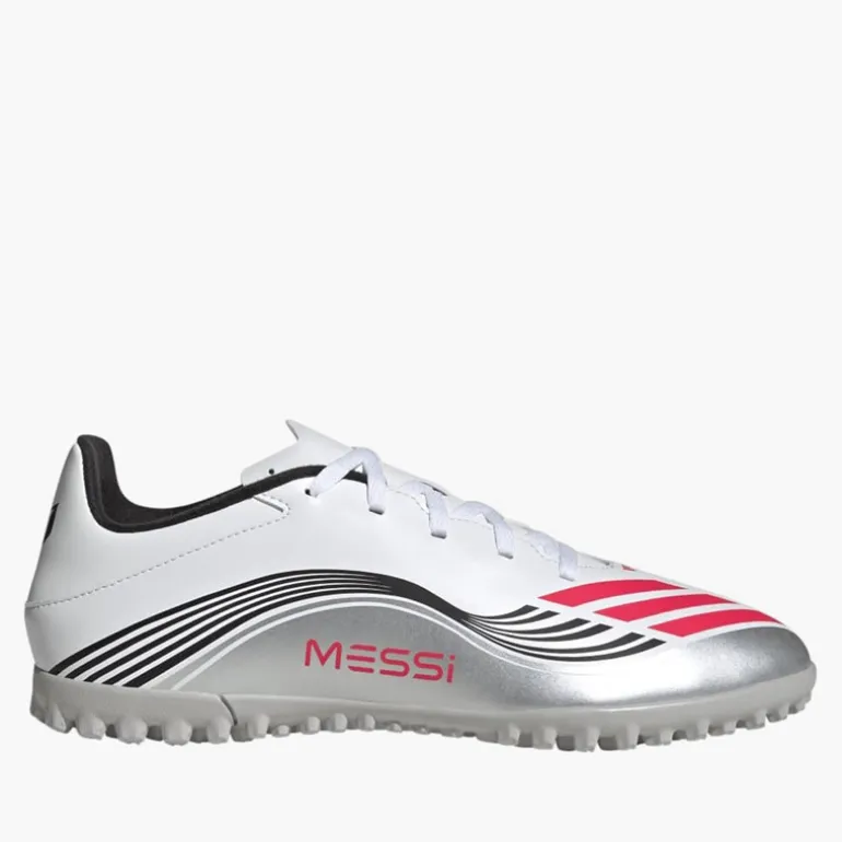 adidas Herren F50 Messi Club Prestig10 Pack TF Kunstrasen Fussballschuhe Cloud White/Lucid Red/Silver Metallic