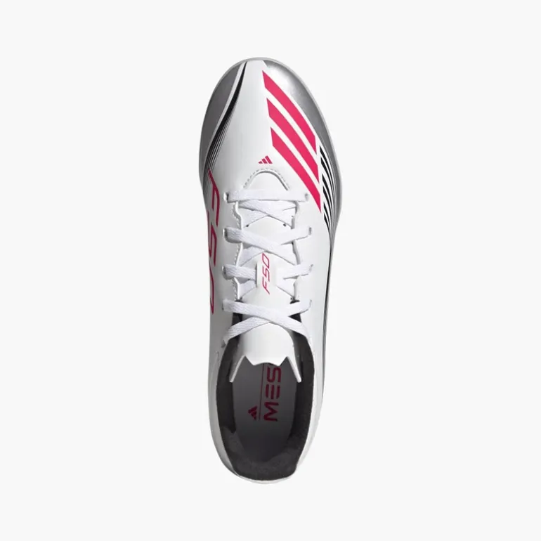 adidas Herren F50 Messi Club Prestig10 Pack TF Kunstrasen Fussballschuhe Cloud White/Lucid Red/Silver Metallic
