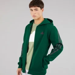 adidas Herren Future Icons 3 Streifen Full Zip Hoodie Collegiate Green