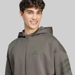 adidas Herren Future Icons 3 Streifen durchgehender Reißverschluss Hoodie Putty Beige