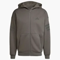adidas Herren Future Icons 3 Streifen durchgehender Reißverschluss Hoodie Putty Beige