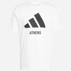adidas Herren Logo Athen T Shirt Weiß
