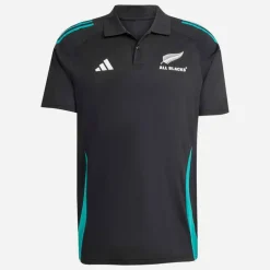 adidas Herren NZR Neuseeland All Blacks Training Poloshirt All Black/Pure Teal