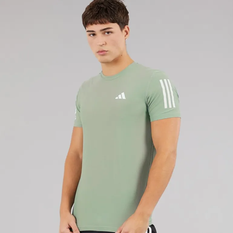 adidas Herren Own The Run Lauf T-Shirt Silver Green