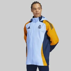 adidas Herren RMA Real Madrid 24/25 Wettkampf All Wetter Jacke Glow Blue/Crew Orange/Team Navy Blue