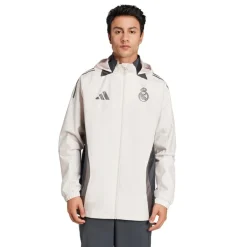 adidas Herren RMCF Real Madrid 24/25 Europäische Allwetter Jacke Putty Mauve/Dark Grey/Charcoal