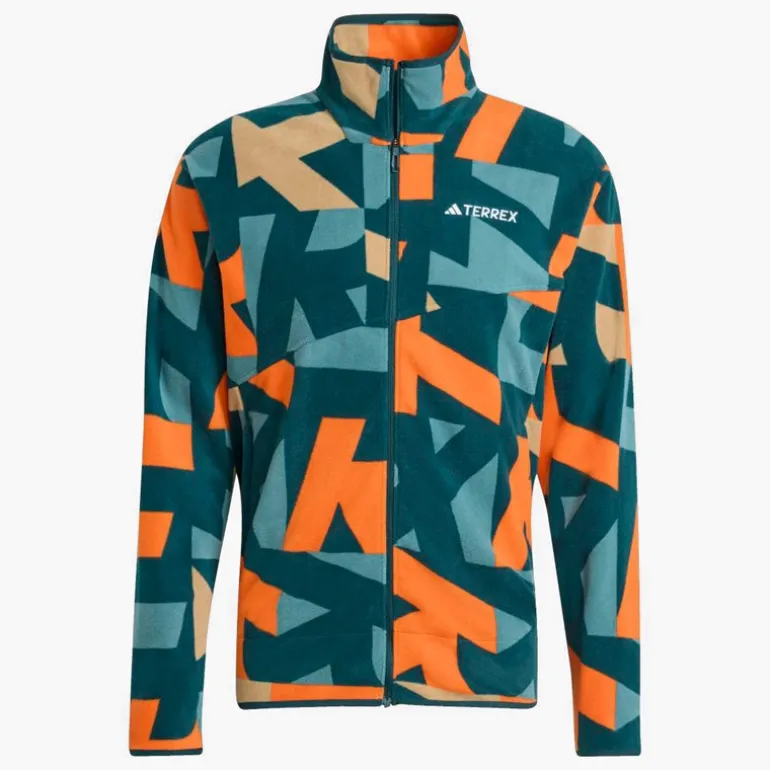 adidas Herren Terrex Multi Print durchgehend Reißverschluss Fleece Jacke Aurora Ivory/Semi Impact Orange