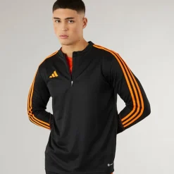 adidas Herren Tiro 23 Club 1/4 Reißverschluss Trainings Oberteil Schwarz/Signal Orange