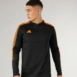adidas Herren Tiro 23 Club 1/4 Reißverschluss Trainings Oberteil Schwarz/Signal Orange