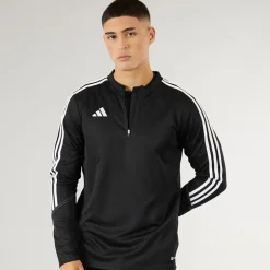 adidas Herren Tiro 23 Club 1/4 Zip Trainings Oberteil Schwarz/Weiß